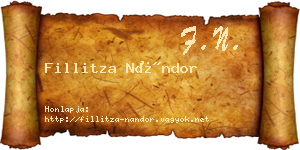 Fillitza Nándor névjegykártya